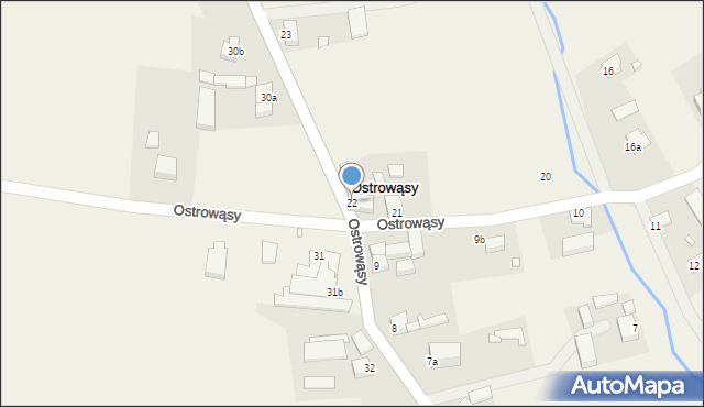 Ostrowąsy, Ostrowąsy, 22, mapa Ostrowąsy