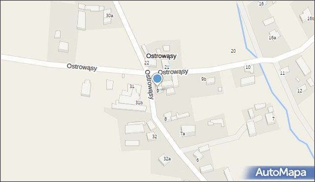 Ostrowąsy, Ostrowąsy, 9, mapa Ostrowąsy