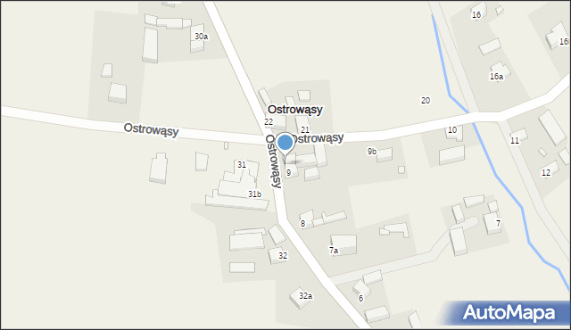 Ostrowąsy, Ostrowąsy, 9a, mapa Ostrowąsy