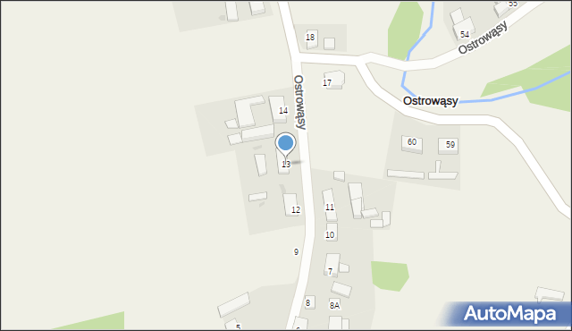 Ostrowąsy, Ostrowąsy, 13, mapa Ostrowąsy