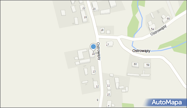 Ostrowąsy, Ostrowąsy, 14, mapa Ostrowąsy