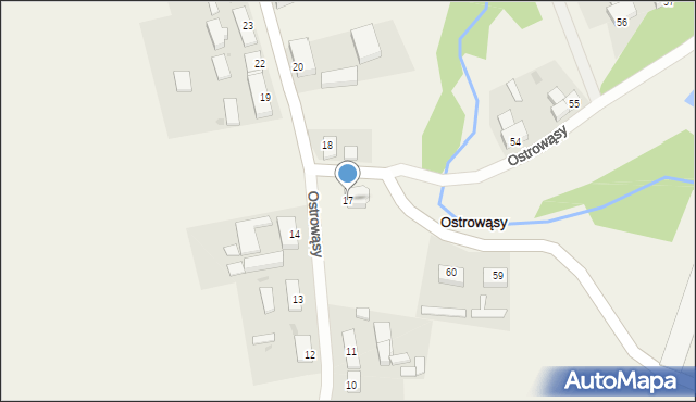 Ostrowąsy, Ostrowąsy, 17, mapa Ostrowąsy