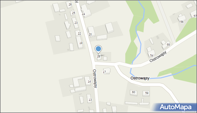 Ostrowąsy, Ostrowąsy, 18, mapa Ostrowąsy