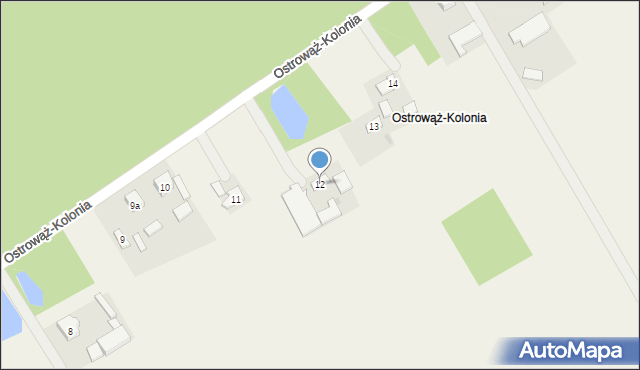 Ostrowąż, Ostrowąż-Kolonia, 12, mapa Ostrowąż