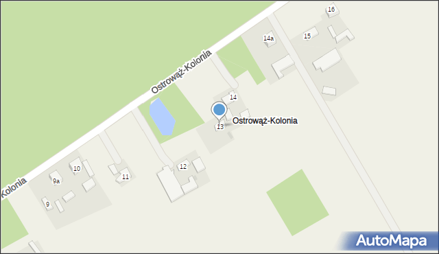 Ostrowąż, Ostrowąż-Kolonia, 13, mapa Ostrowąż