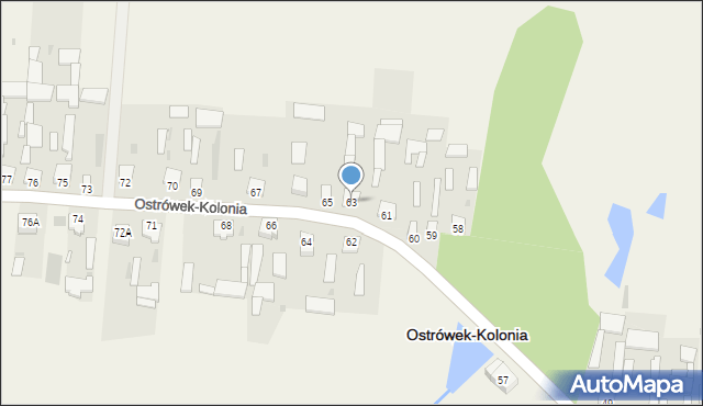 Ostrówek-Kolonia, Ostrówek-Kolonia, 63, mapa Ostrówek-Kolonia