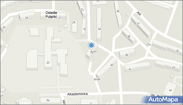 Ostrowiec Świętokrzyski, Osiedle Pułanki, 33, mapa Ostrowiec Świętokrzyski