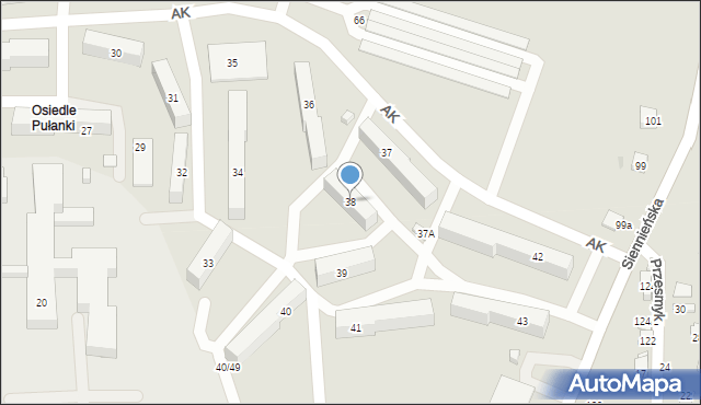 Ostrowiec Świętokrzyski, Osiedle Pułanki, 38, mapa Ostrowiec Świętokrzyski