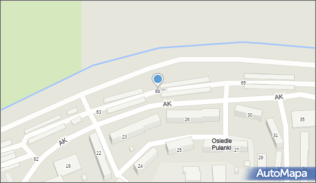 Ostrowiec Świętokrzyski, Osiedle Pułanki, 64, mapa Ostrowiec Świętokrzyski
