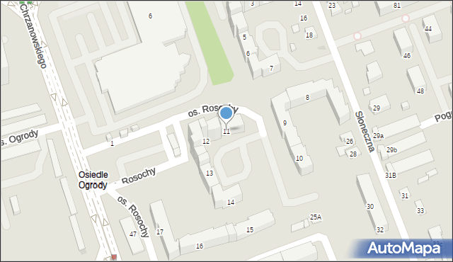 Ostrowiec Świętokrzyski, Osiedle Rosochy, 11, mapa Ostrowiec Świętokrzyski