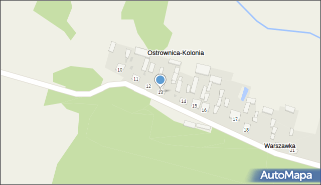 Ostrownica-Kolonia, Ostrownica-Kolonia, 13, mapa Ostrownica-Kolonia