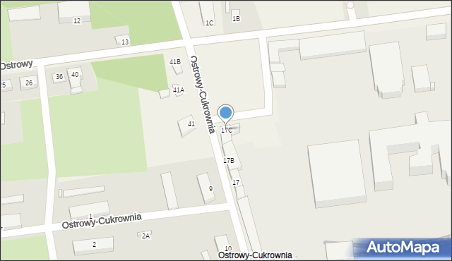 Ostrowy-Cukrownia, Ostrowy-Cukrownia, 17C, mapa Ostrowy-Cukrownia