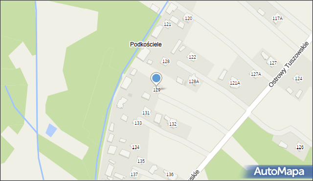 Ostrowy Tuszowskie, Ostrowy Tuszowskie, 129, mapa Ostrowy Tuszowskie