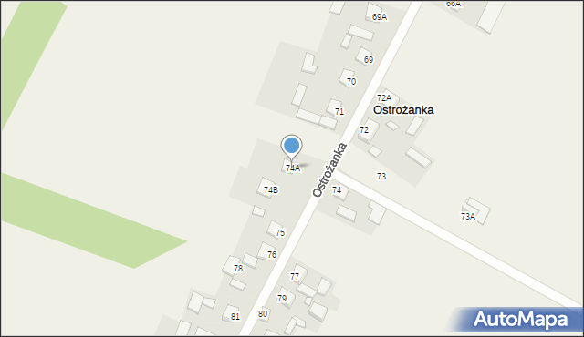 Ostrożanka, Ostrożanka, 74A, mapa Ostrożanka