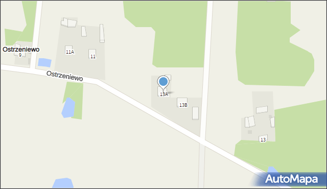 Ostrzeniewo, Ostrzeniewo, 13A, mapa Ostrzeniewo