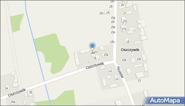 Oszczywilk, Oszczywilk, 16a, mapa Oszczywilk