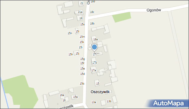 Oszczywilk, Oszczywilk, 17, mapa Oszczywilk