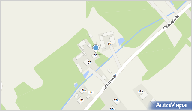 Oszczywilk, Oszczywilk, 58, mapa Oszczywilk