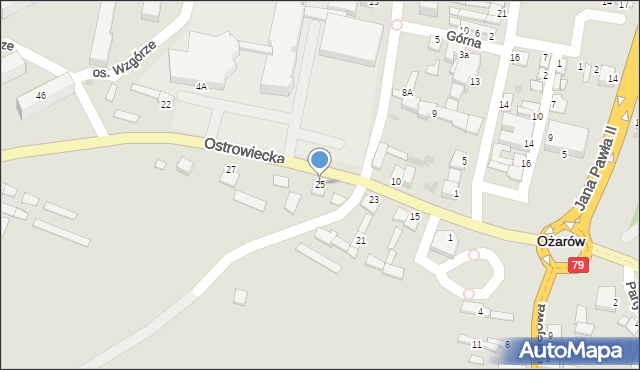 Ożarów, Ostrowiecka, 25, mapa Ożarów