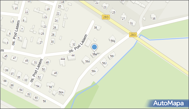 Podbrzezie Dolne, Osiedle Pod Lasem, 56e, mapa Podbrzezie Dolne