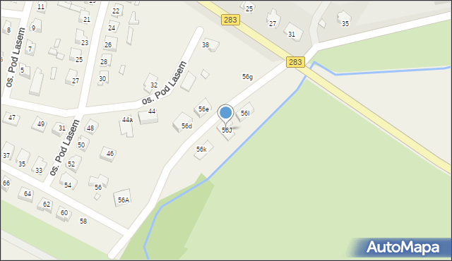 Podbrzezie Dolne, Osiedle Pod Lasem, 56J, mapa Podbrzezie Dolne