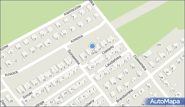 Poznań, Oskierki, 14, mapa Poznania