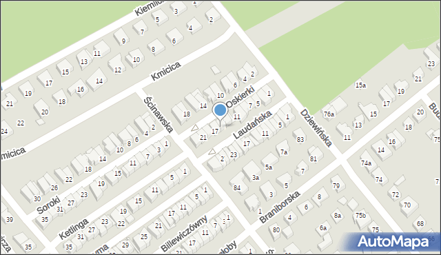 Poznań, Oskierki, 15, mapa Poznania