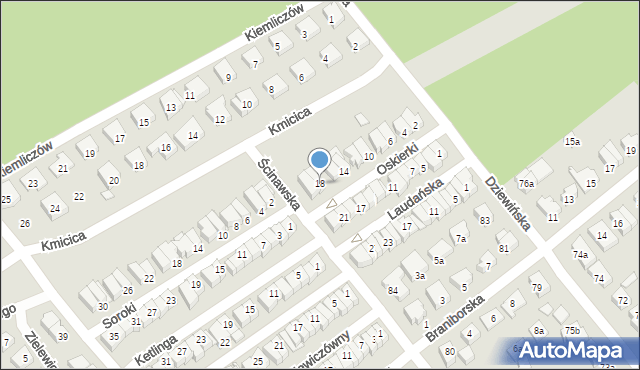 Poznań, Oskierki, 18, mapa Poznania