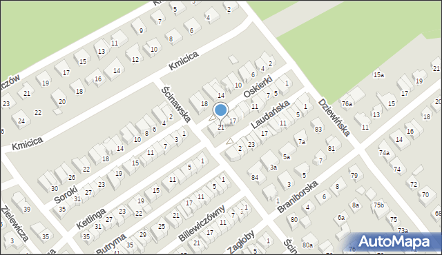 Poznań, Oskierki, 21, mapa Poznania