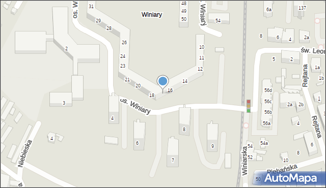 Poznań, Osiedle Winiary, 17, mapa Poznania