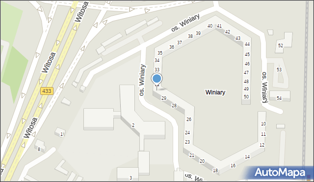 Poznań, Osiedle Winiary, 30, mapa Poznania