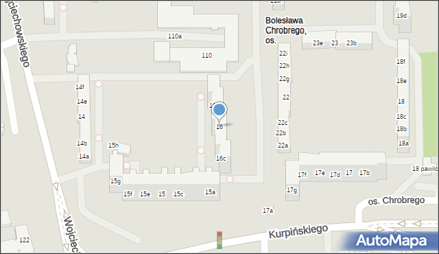 Poznań, Osiedle Króla Bolesława Chrobrego, 16, mapa Poznania