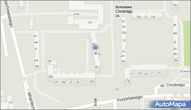 Poznań, Osiedle Króla Bolesława Chrobrego, 16b, mapa Poznania