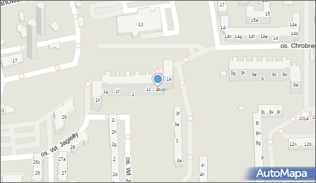 Poznań, Osiedle Króla Bolesława Chrobrego, 1b, mapa Poznania