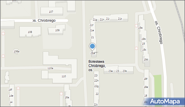 Poznań, Osiedle Króla Bolesława Chrobrego, 21a, mapa Poznania