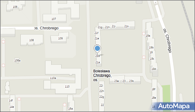 Poznań, Osiedle Króla Bolesława Chrobrego, 21b, mapa Poznania