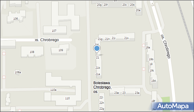 Poznań, Osiedle Króla Bolesława Chrobrego, 21d, mapa Poznania