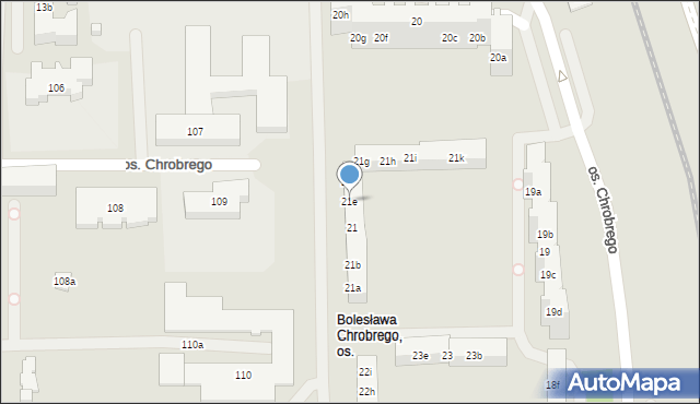Poznań, Osiedle Króla Bolesława Chrobrego, 21e, mapa Poznania