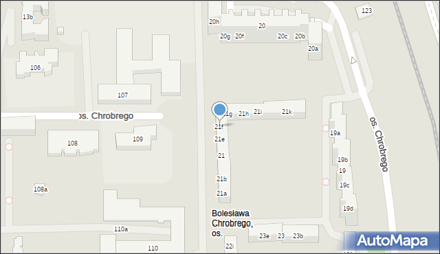 Poznań, Osiedle Króla Bolesława Chrobrego, 21f, mapa Poznania