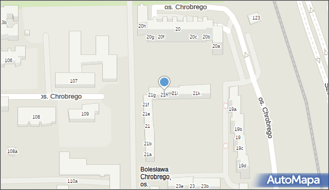 Poznań, Osiedle Króla Bolesława Chrobrego, 21h, mapa Poznania