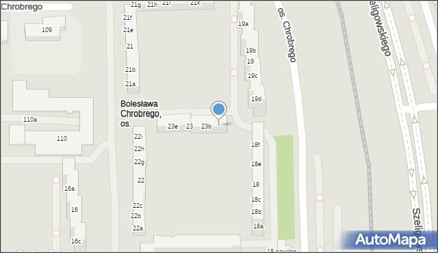 Poznań, Osiedle Króla Bolesława Chrobrego, 23a, mapa Poznania