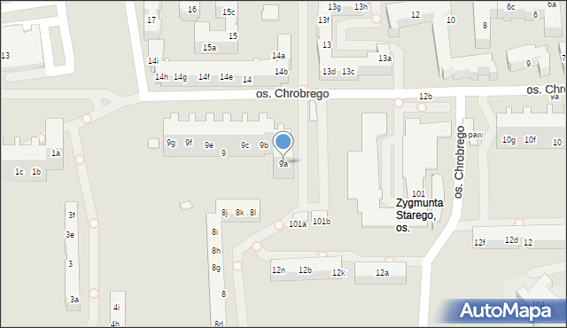 Poznań, Osiedle Króla Bolesława Chrobrego, 9a, mapa Poznania