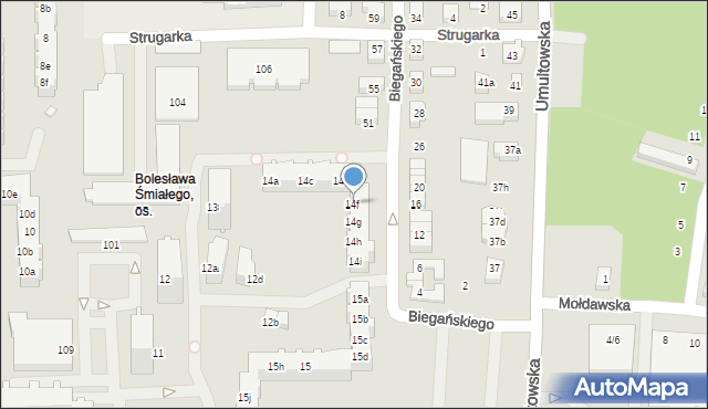 Poznań, Osiedle Bolesława Śmiałego, 14f, mapa Poznania