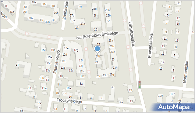 Poznań, Osiedle Bolesława Śmiałego, 24b, mapa Poznania