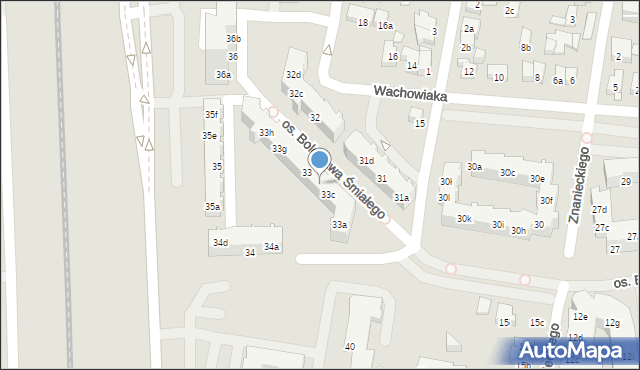 Poznań, Osiedle Bolesława Śmiałego, 33d, mapa Poznania