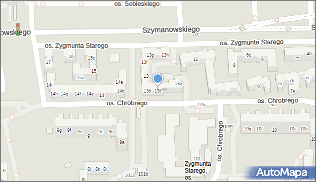 Poznań, Osiedle Zygmunta Starego, 13c, mapa Poznania