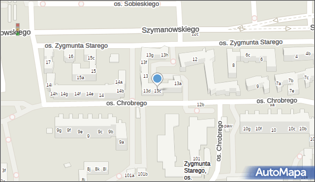 Poznań, Osiedle Zygmunta Starego, 13c, mapa Poznania