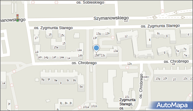 Poznań, Osiedle Zygmunta Starego, 13d, mapa Poznania