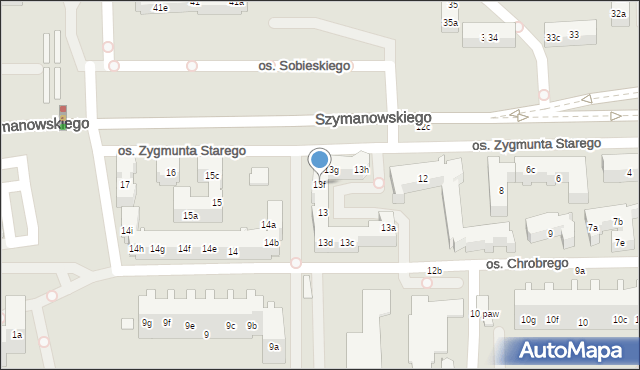 Poznań, Osiedle Zygmunta Starego, 13f, mapa Poznania