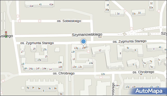 Poznań, Osiedle Zygmunta Starego, 13h, mapa Poznania